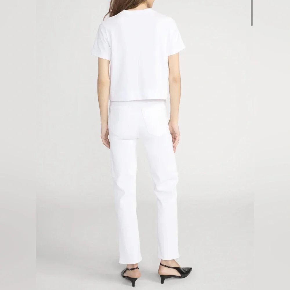 NEW FRAME Denim le sleek high rise straight leg jean, white 25 - Picture 5 of 12